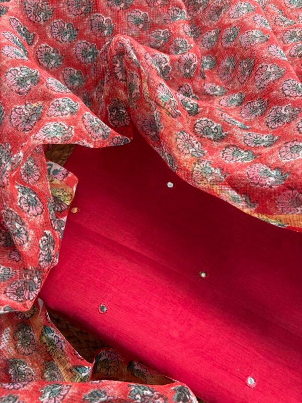 MUL CHANDERI TOP AND KOTA HAND BLOCK PRINTED DUPATTA - Image 3