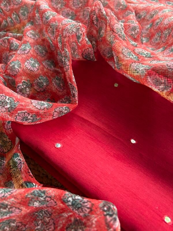 MUL CHANDERI TOP AND KOTA HAND BLOCK PRINTED DUPATTA - Image 1