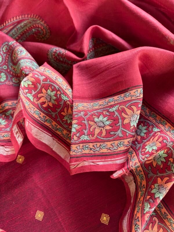 SILK TOP AND CHANDERI SILK HANDBLOCK PRINTED DUPATTA - Image 4