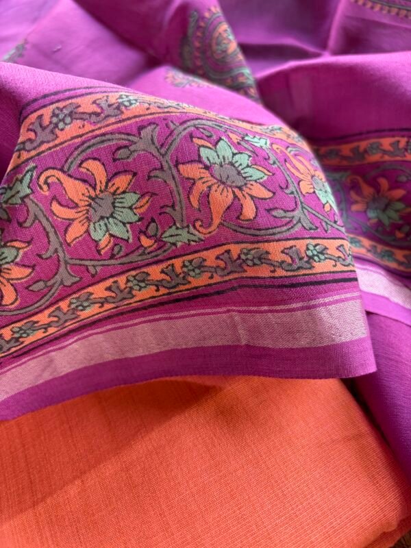 COTTON TOP AND CHANDERI SILK HANDBLOCK PRINTED DUPATTA - Image 6