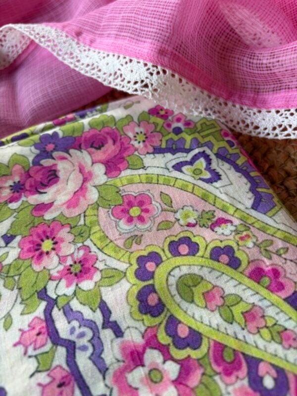 PRINTED  MULMUL COTTON TOP AND KOTA DUPATTA WITH LACE - Image 6