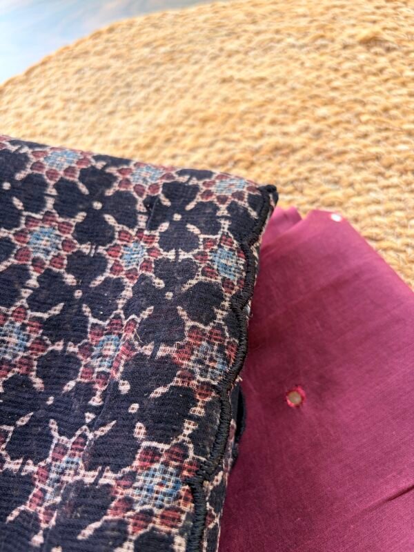 MUL CHANDERI COTTON TOP AND KOTA HANDBLOCK AJRAK PRINTED DUPATTA - Image 4