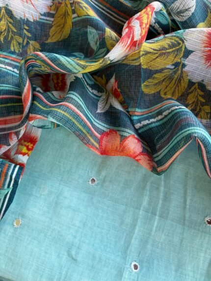 MUL CHANDERI SILK TOP AND KOTA PRINTED DUPATTA