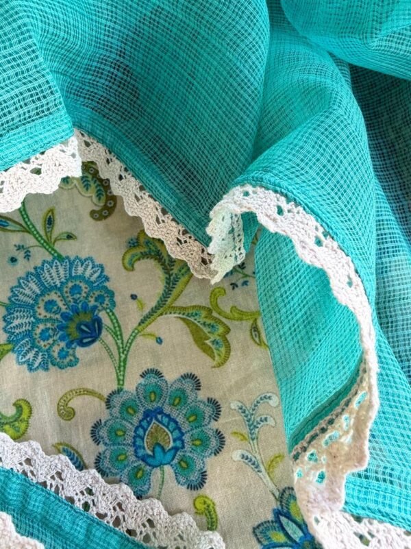 PRINTED MULMUL COTTON TOP AND KOTA DUPATTA WITH LACE - Image 5