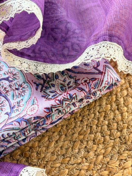 HANDBLOCK PRINTED TOP AND KOTA COTTON DUPATTA