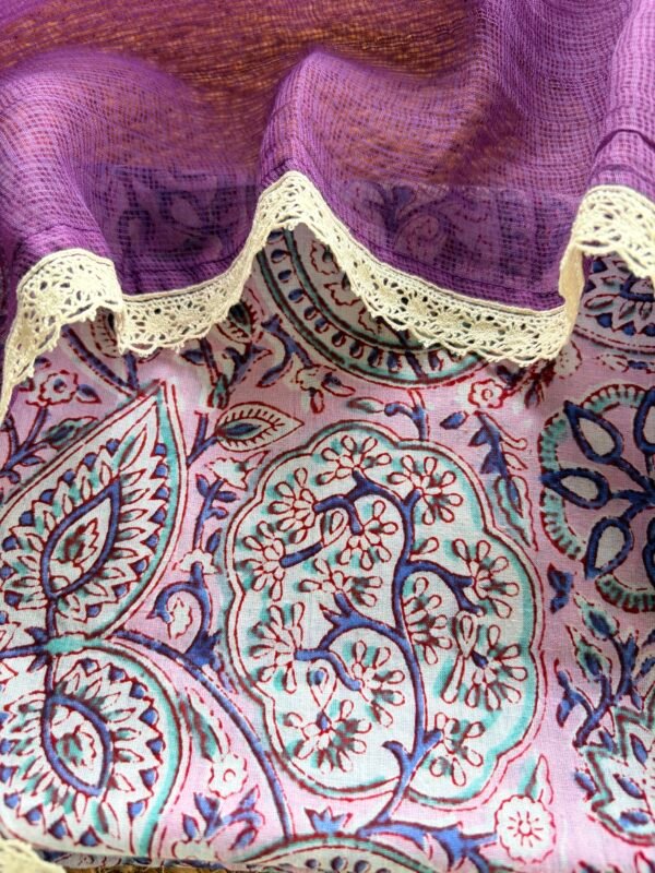 HANDBLOCK PRINTED TOP AND KOTA COTTON DUPATTA - Image 5