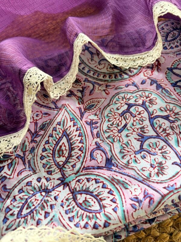 HANDBLOCK PRINTED TOP AND KOTA COTTON DUPATTA - Image 6