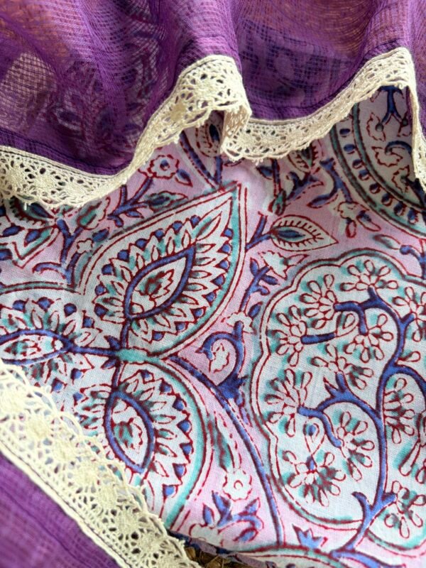 HANDBLOCK PRINTED TOP AND KOTA COTTON DUPATTA - Image 7