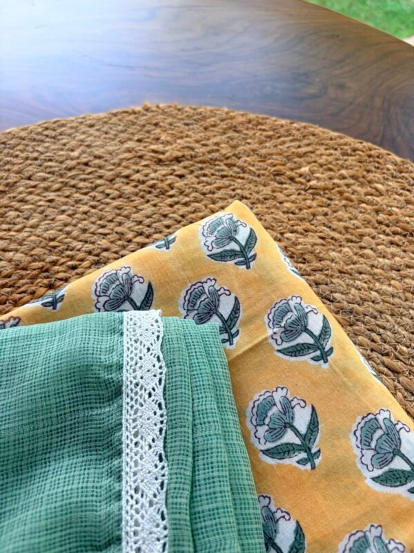 HANDBLOCK PRINTED TOP AND KOTA COTTON DUPATTA - Image 2