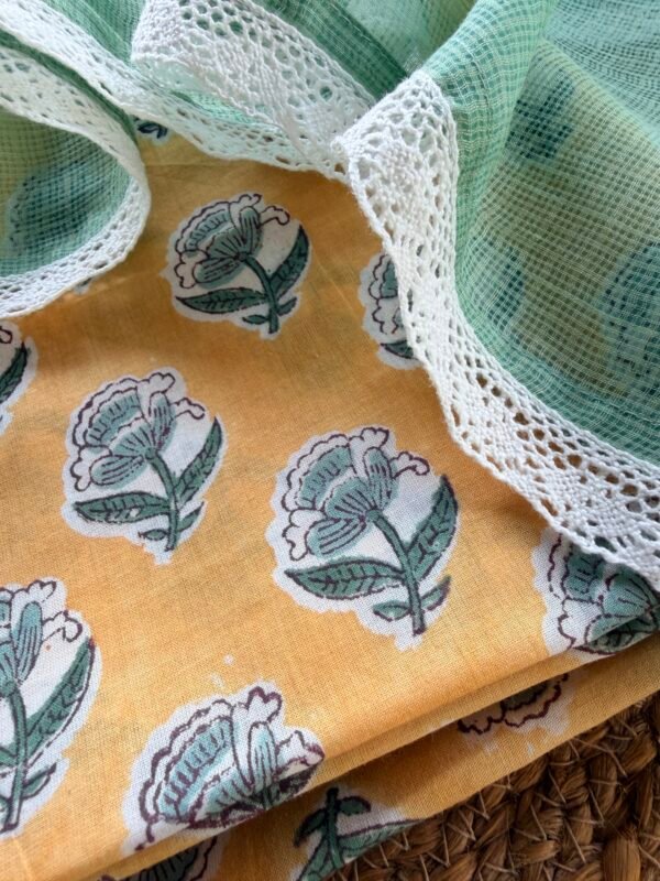 HANDBLOCK PRINTED TOP AND KOTA COTTON DUPATTA - Image 3