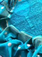 MUL CHANDERI CHIKANKARI COTTON TOP AND CHANDERI HANDBLOCK PRINTED DUPATTA