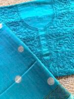 MUL CHANDERI CHIKANKARI COTTON TOP AND CHANDERI HANDBLOCK PRINTED DUPATTA - Image 5