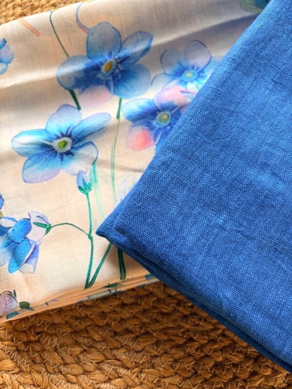 PRINTED SILK COTTON TOP AND LINEN DUPATTA - Image 2