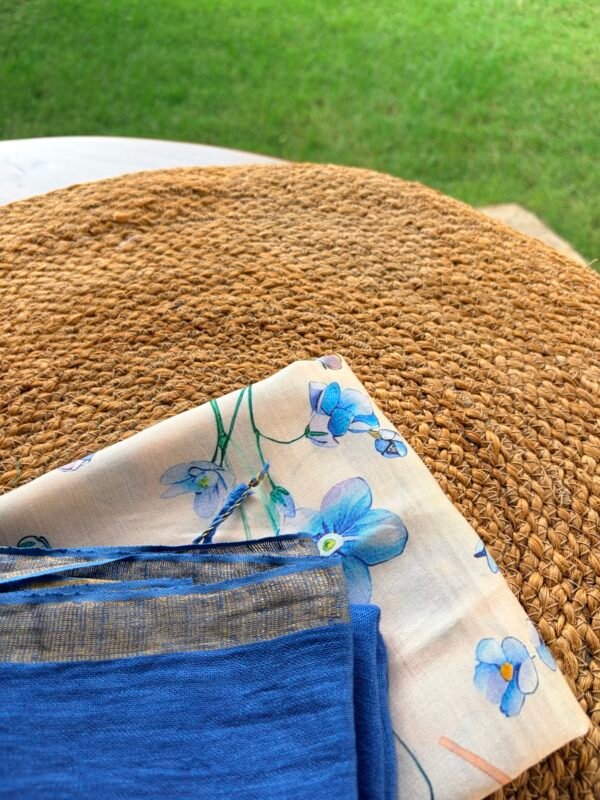 PRINTED SILK COTTON TOP AND LINEN DUPATTA - Image 4