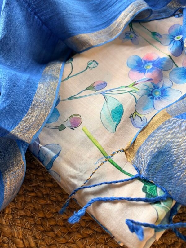 PRINTED SILK COTTON TOP AND LINEN DUPATTA - Image 5