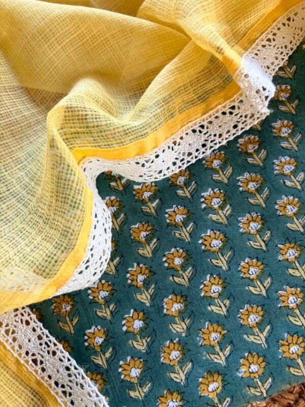 HANDBLOCK PRINTED TOP AND KOTA COTTON DUPATTA - Image 5