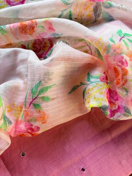 MUL CHANDERI SILK TOP AND KOTA PRINTED DUPATTA