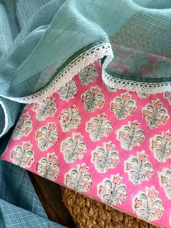 HANDBLOCK PRINTED TOP AND KOTA COTTON DUPATTA - Image 5