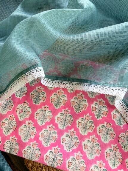 HANDBLOCK PRINTED TOP AND KOTA COTTON DUPATTA