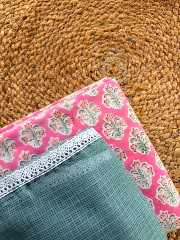 HANDBLOCK PRINTED TOP AND KOTA COTTON DUPATTA - Image 2