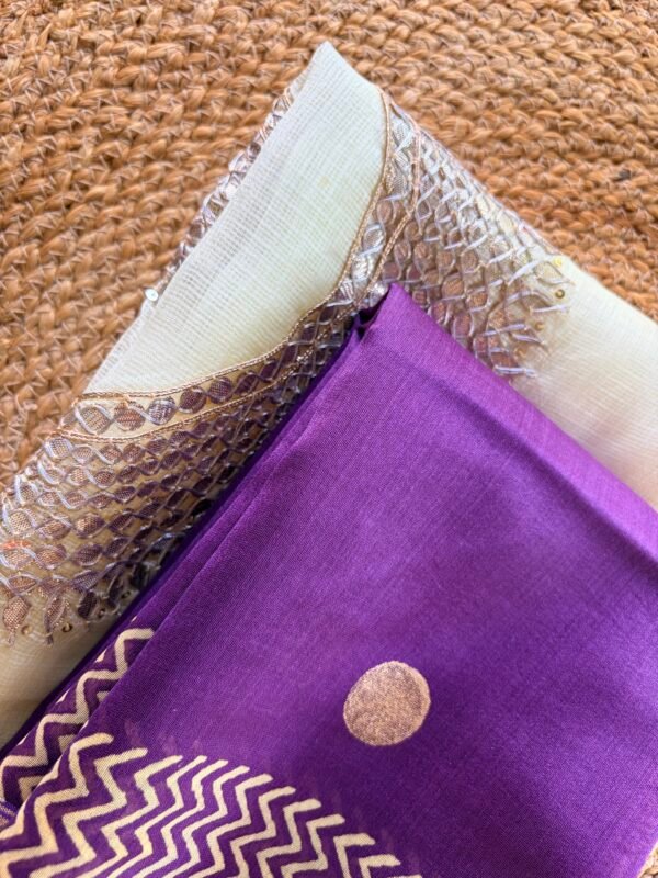 SILK KOTA TOP AND CHANDERI HANDBLOCK PRINTED DUPATTA - Image 2
