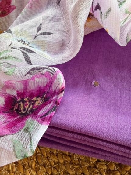 MUL CHANDERI SILK TOP AND KOTA PRINTED DUPATTA