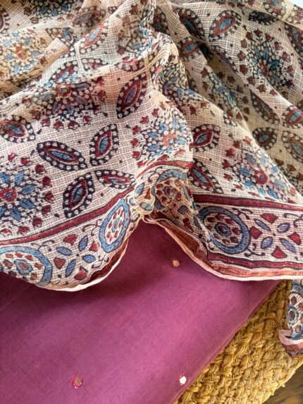 MUL CHANDERI SILK TOP AND AJRAK KOTA PRINTED DUPATTA