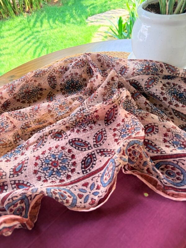 MUL CHANDERI SILK TOP AND AJRAK KOTA PRINTED DUPATTA - Image 5