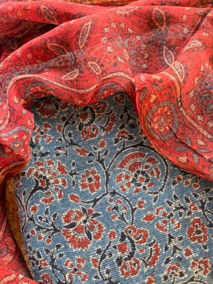 AJRAK KOTA COTTON TOP AND DUPATTA