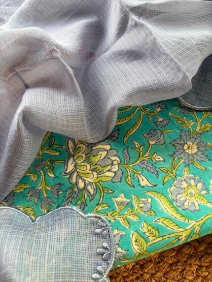 HANDBLOCK PRINTED TOP AND KOTA COTTON DUPATTA