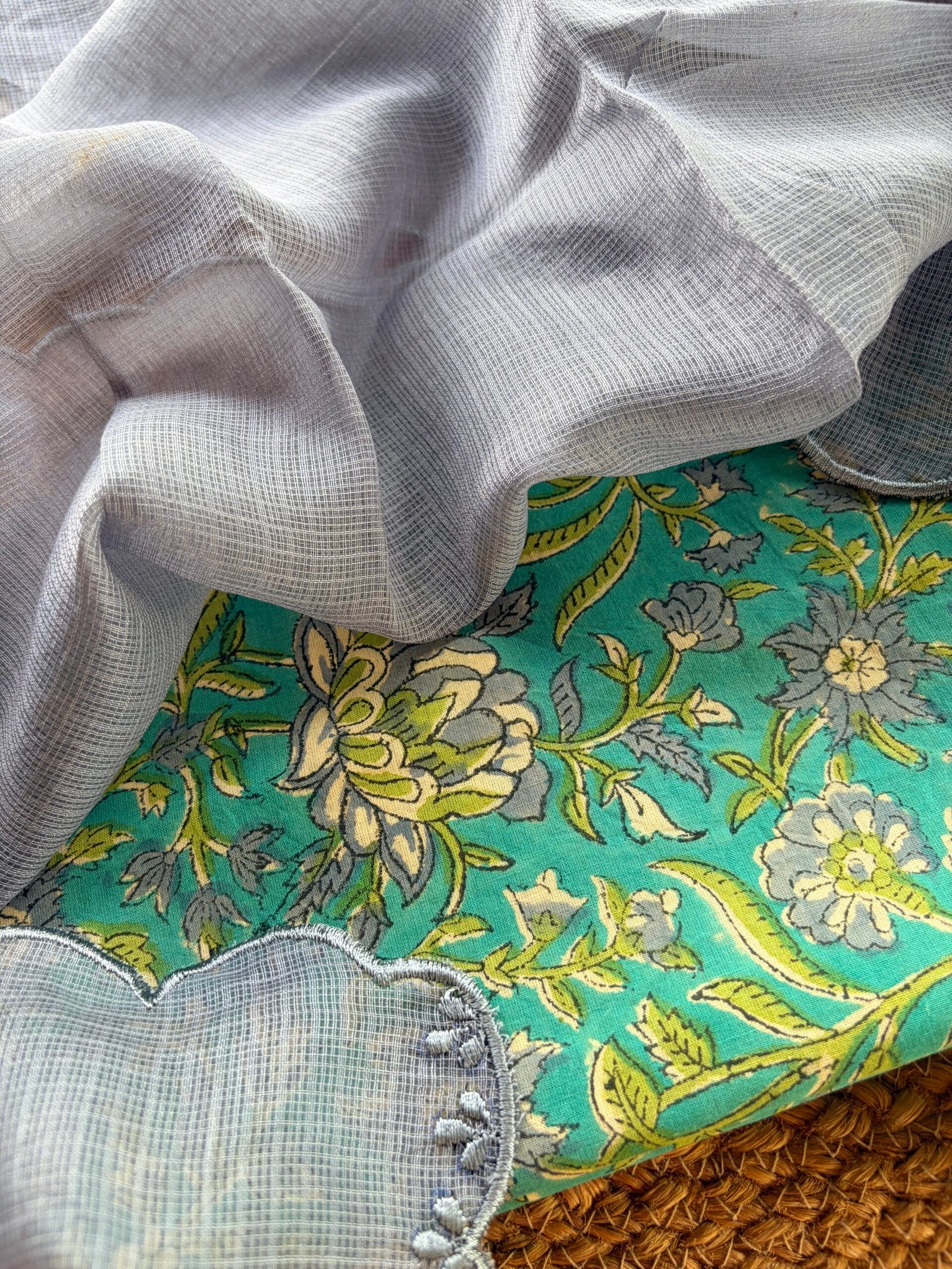 IMG_3681 HANDBLOCK PRINTED TOP AND KOTA COTTON DUPATTA - Image 1