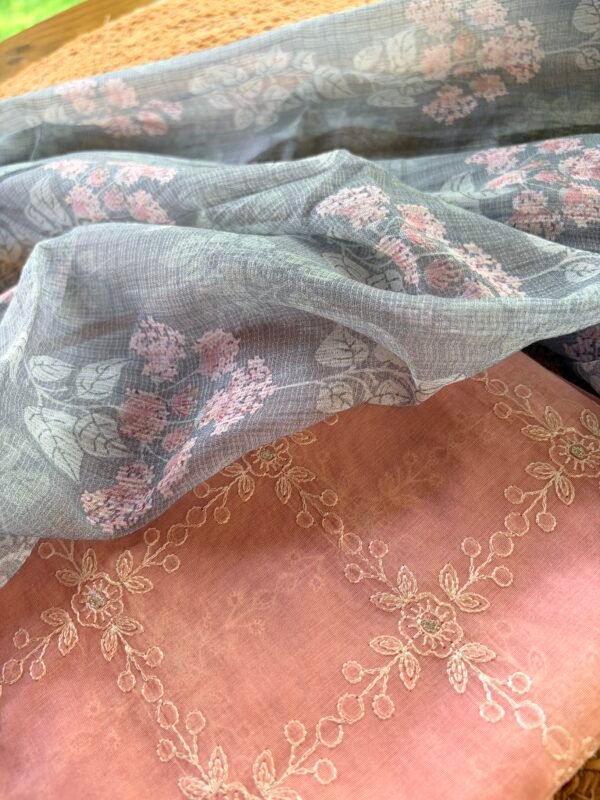 CHANDERI EMBROIDERED TOP AND KOTA PRINTED DUPATTA - Image 5