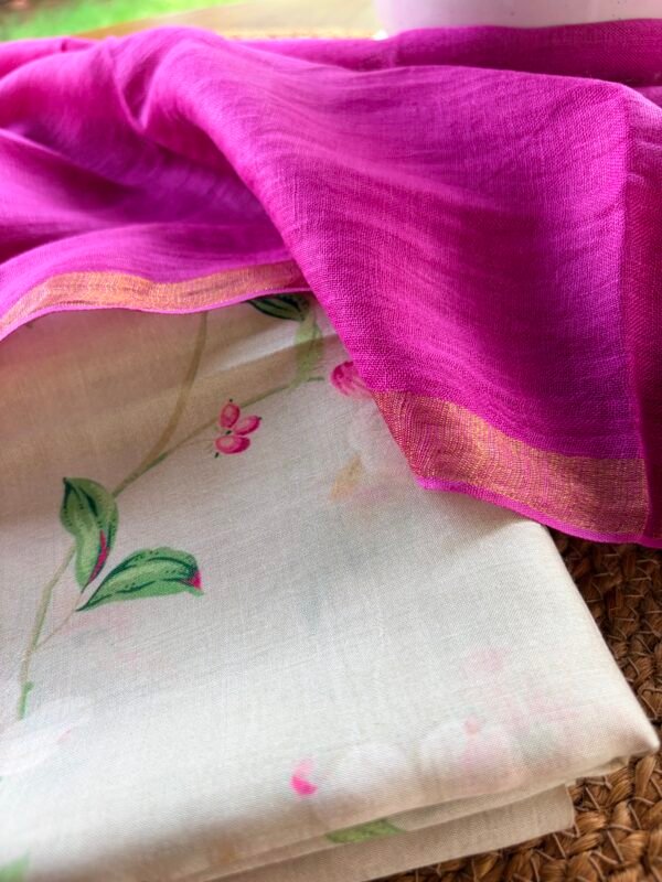 PRINTED SILK COTTON TOP AND LINEN DUPATTA - Image 3