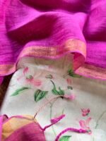 PRINTED SILK COTTON TOP AND LINEN DUPATTA