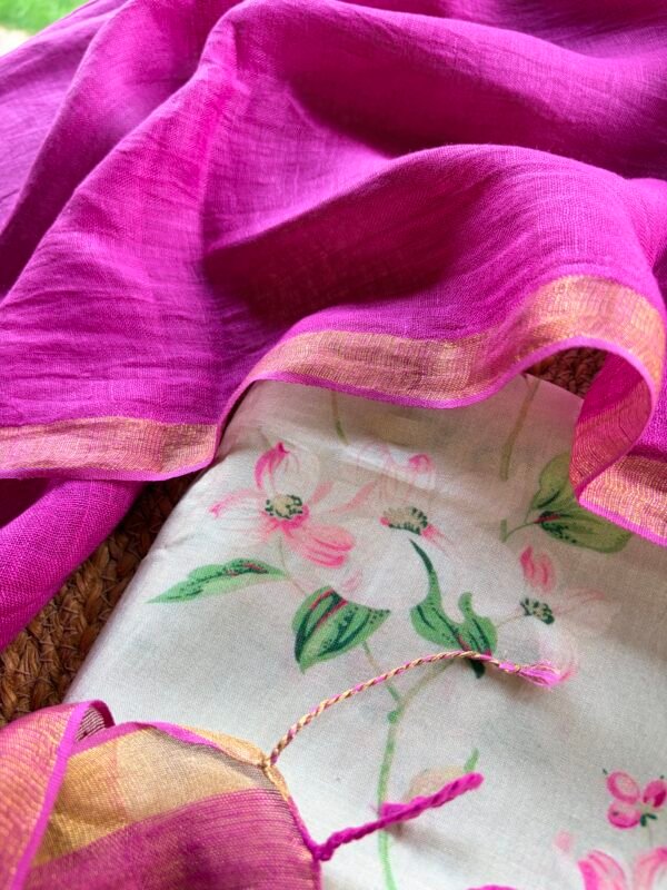 PRINTED SILK COTTON TOP AND LINEN DUPATTA - Image 7