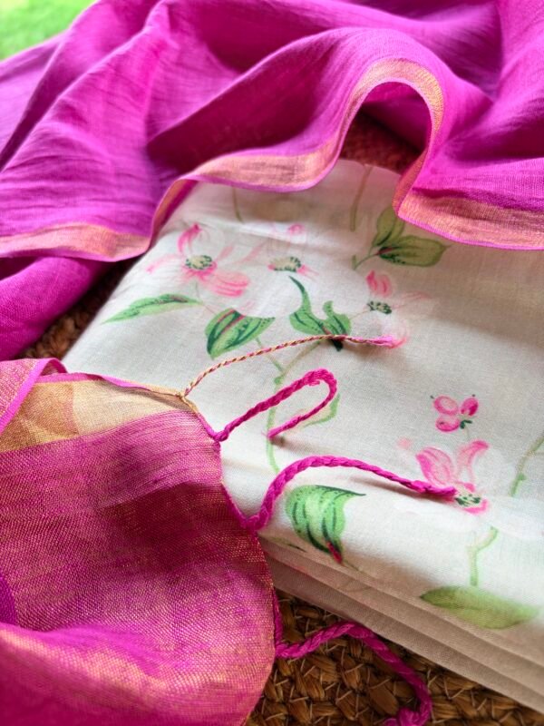 PRINTED SILK COTTON TOP AND LINEN DUPATTA - Image 6