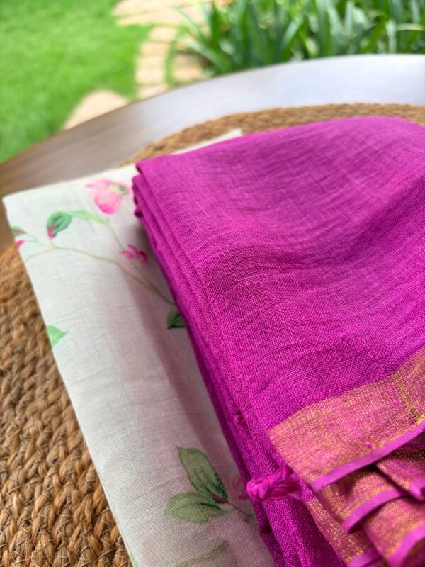 PRINTED SILK COTTON TOP AND LINEN DUPATTA - Image 2