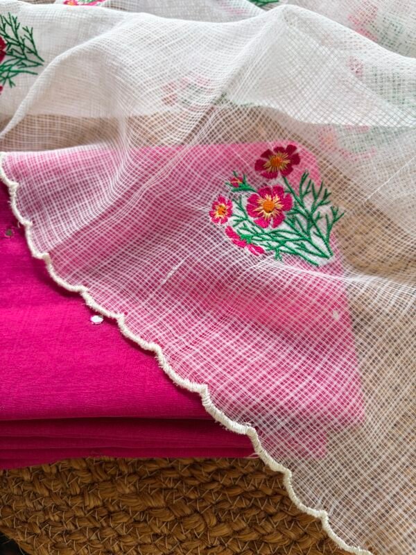 MUL CHANDERI SILK TOP AND EMBROIDERY KOTA COTTON DUPATTA - Image 5
