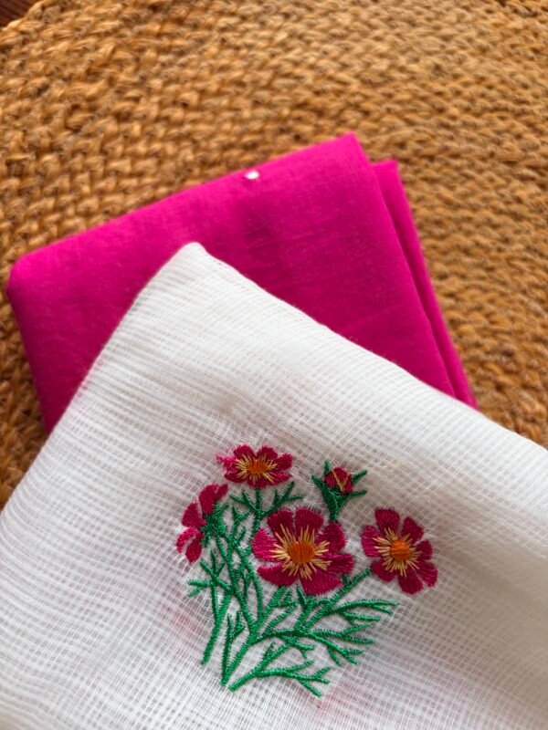 MUL CHANDERI SILK TOP AND EMBROIDERY KOTA COTTON DUPATTA - Image 2