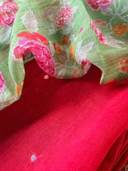 MUL CHANDERI SILK TOP AND KOTA PRINTED DUPATTA