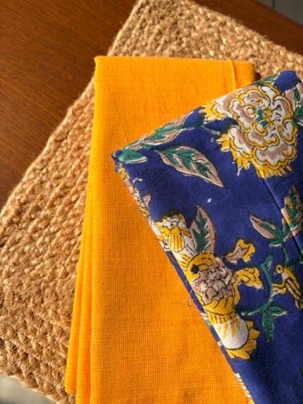 HANDBLOCK PRINTED COTTON TOP AND PLAIN BOTTOM