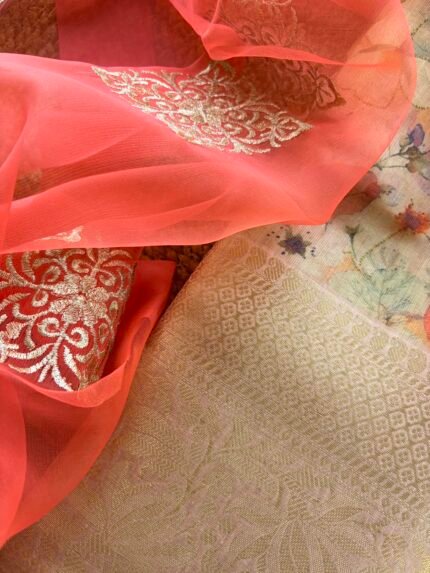 BELNDED KOTA TOP WITH ORGANZA DUPATTA