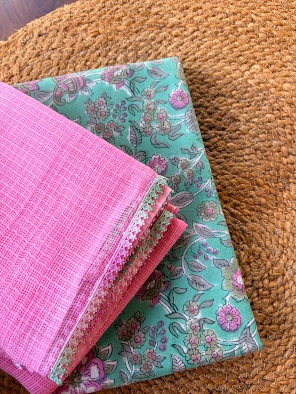 HANDBLOCK PRINTED TOP AND KOTA COTTON DUPATTA - Image 7