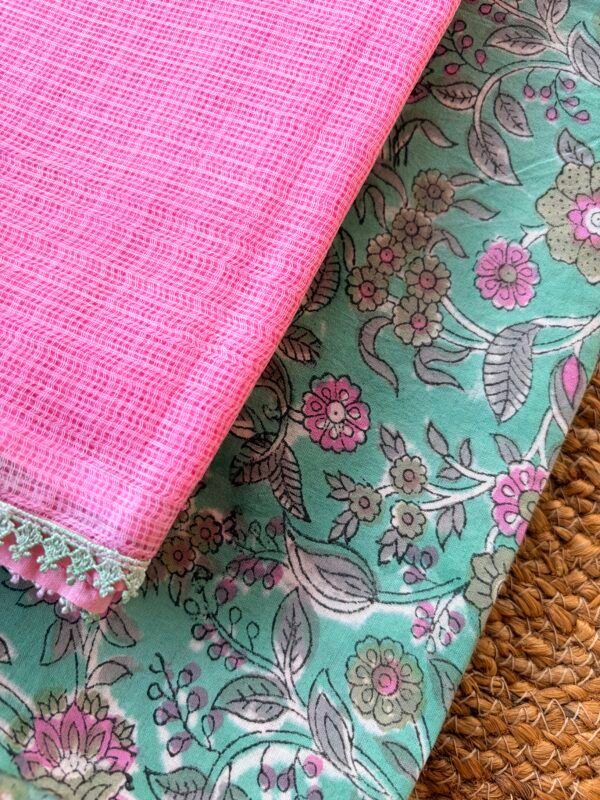 HANDBLOCK PRINTED TOP AND KOTA COTTON DUPATTA - Image 4