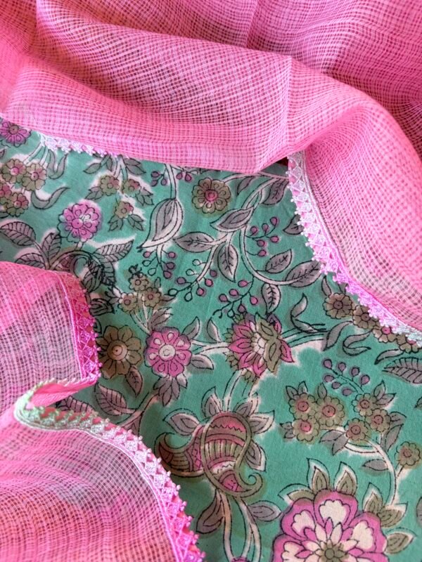 HANDBLOCK PRINTED TOP AND KOTA COTTON DUPATTA - Image 6