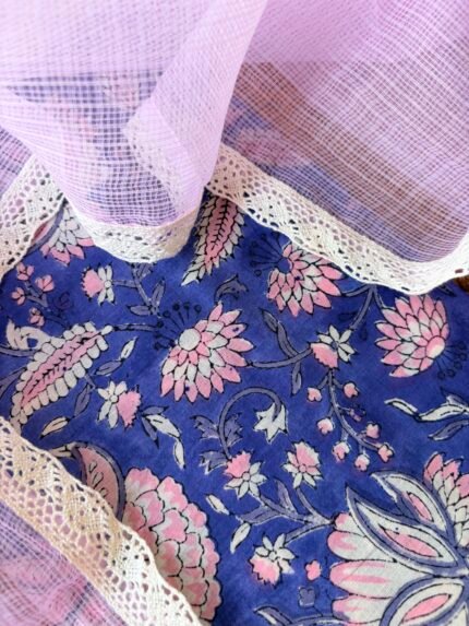 HANDBLOCK PRINTED TOP AND KOTA COTTON DUPATTA