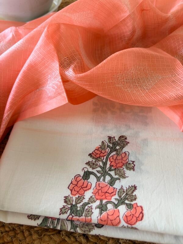 HANDBLOCK PRINTED TOP AND SILK KOTA SHIBORI PRINTED DUPATTA - Image 3