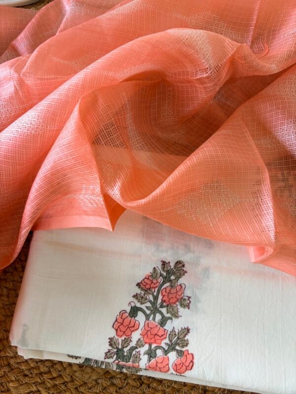 HANDBLOCK PRINTED TOP AND SILK KOTA SHIBORI PRINTED DUPATTA - Image 7