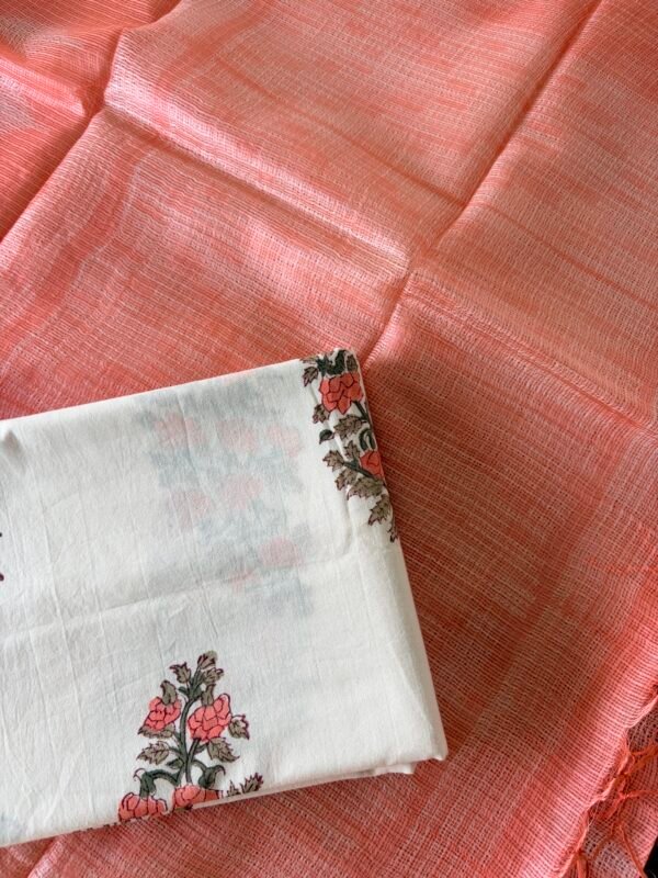 HANDBLOCK PRINTED TOP AND SILK KOTA SHIBORI PRINTED DUPATTA - Image 5