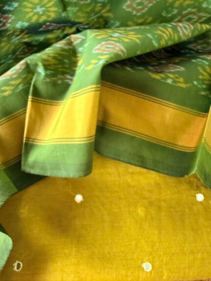 MUL CHANDERI TOP AND IKAT SILK COTTON DUPATTA